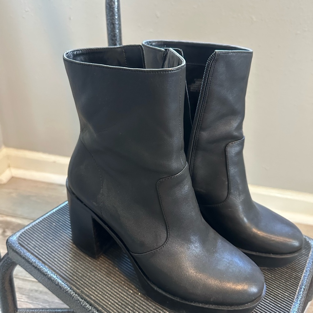 Black Leather Ankle Boots